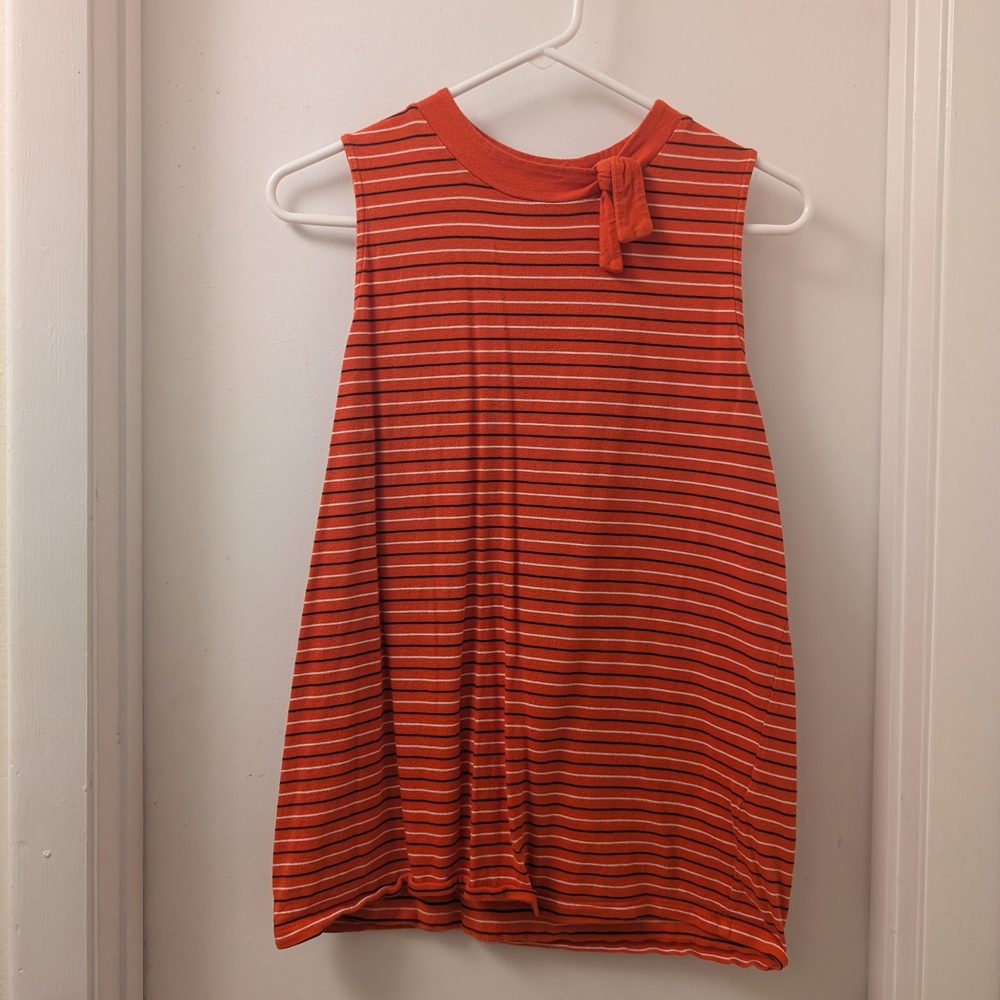 Orange Striped Sleeveless Top